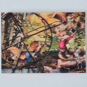Carte postale 3D vintage soviétique, carte postale lenticulaire, animaux mignons, carte postale stéréo URSS, personnage de dessin animé soviétique
