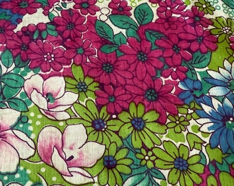 Tela de algodón floral vintage: textil de la URSS de los años 80 (4,5 metros)