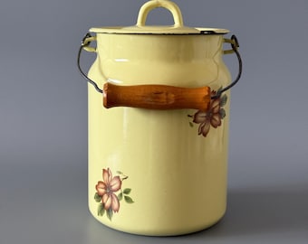 Enamel Milk Can, Soviet Vintage Jug, Country decor Enamelware, Cottage Chic, Farmhouse Kitchen Decor, Enamel Canister, Milk Pail