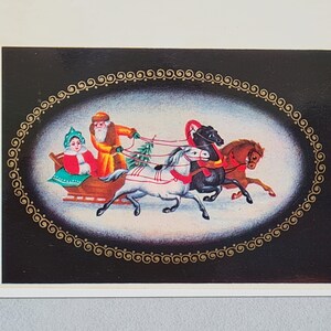 Russische Vintage Postkarte. Russische Weihnachtskarte, Postkarte Postkarte Ded Moroz, Neujahrskarte