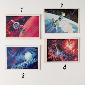 Soviet vintage Space postcard, Astronomy, Planets, Space prints, Fantasy, Solar System, Space art, Spaceship