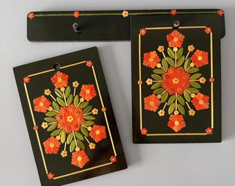 Vintage sovjetisk dekorativ skärbräda, halmkonst väggdekor, handgjorda träköksbrädor, folkkonst köksdekor
