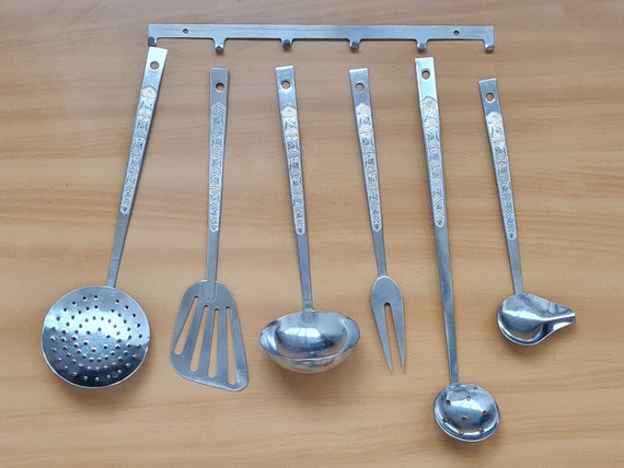 Soviet Vintage Metal Kitchen Tools, Set of 6 Kitchen Utensils