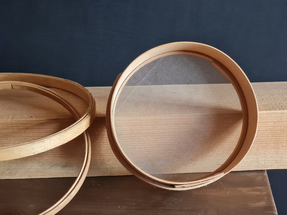 Vintage round wooden sieve small sieve Rustic cooking utensils Etsy