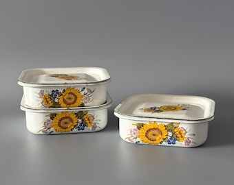Soviet vintage tins set, polka dot kitchen storage boxes, red tin