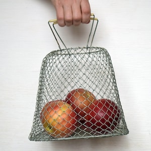 Drahtkorb für Obst und Gemüse, Mini zusammenklappbarer Metall Vintage Eierkorb, Fischkorb, Landhaus, Wohnkultur