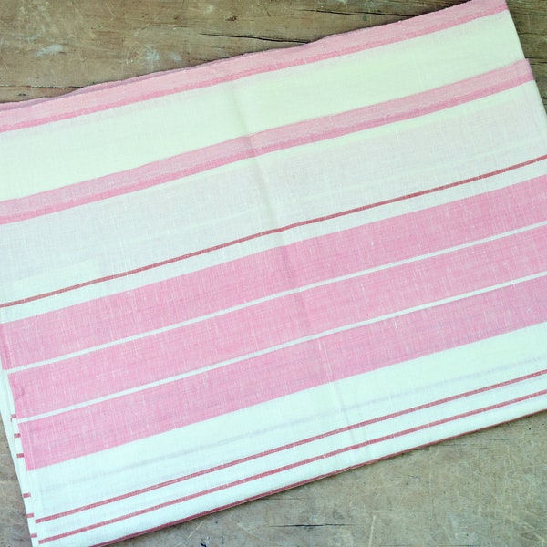 Soviet bed linen, natural fabrics, new vintage linen sheet, pink striped sheet, bedding USSR