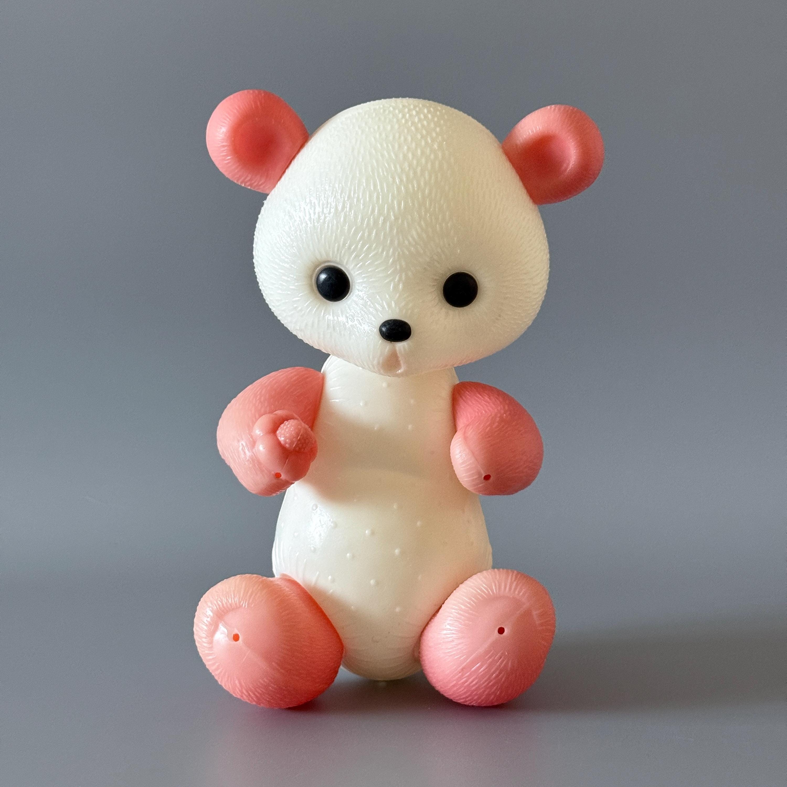 Vintage Soviet White Plastic Bear Toy, 1970s USSR Mishka Panda