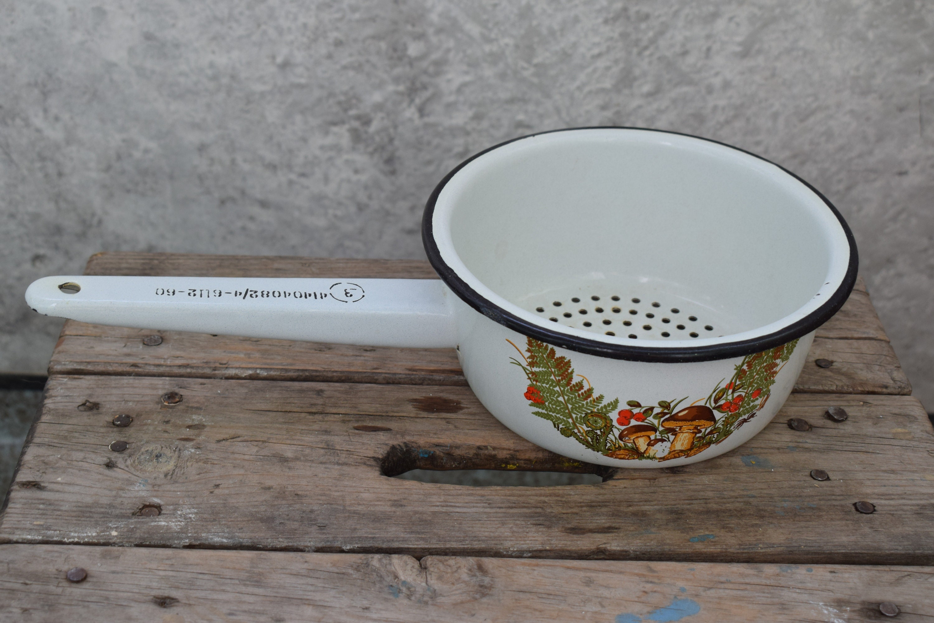 Vintage white enamel colander Soviet Vintage made in the USSR Etsy