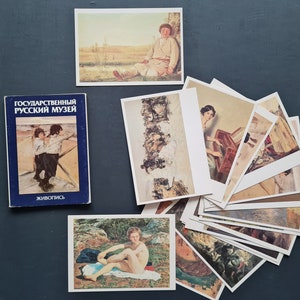 Serie di cartoline d'epoca sovietiche, dipinti, museo statale d'arte russo, arte sovietica, artisti russi
