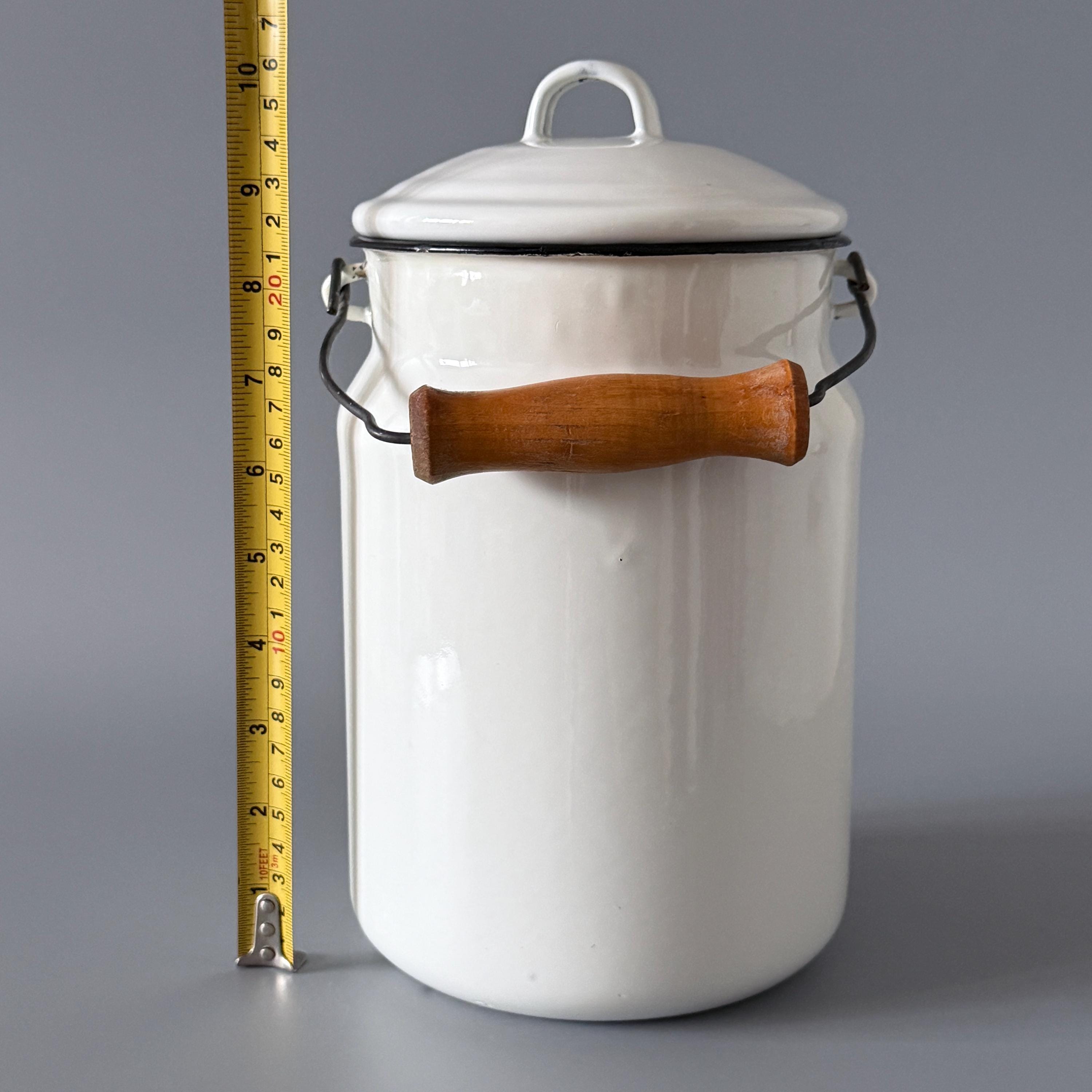 Vintage Enamel Milk Can With Lid Soviet Vintage Made in the USSR