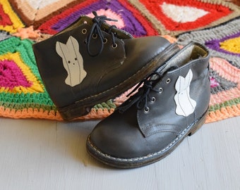 Soviet vintage baby shoes, white hare, children's autumn boots, retro children's shoes