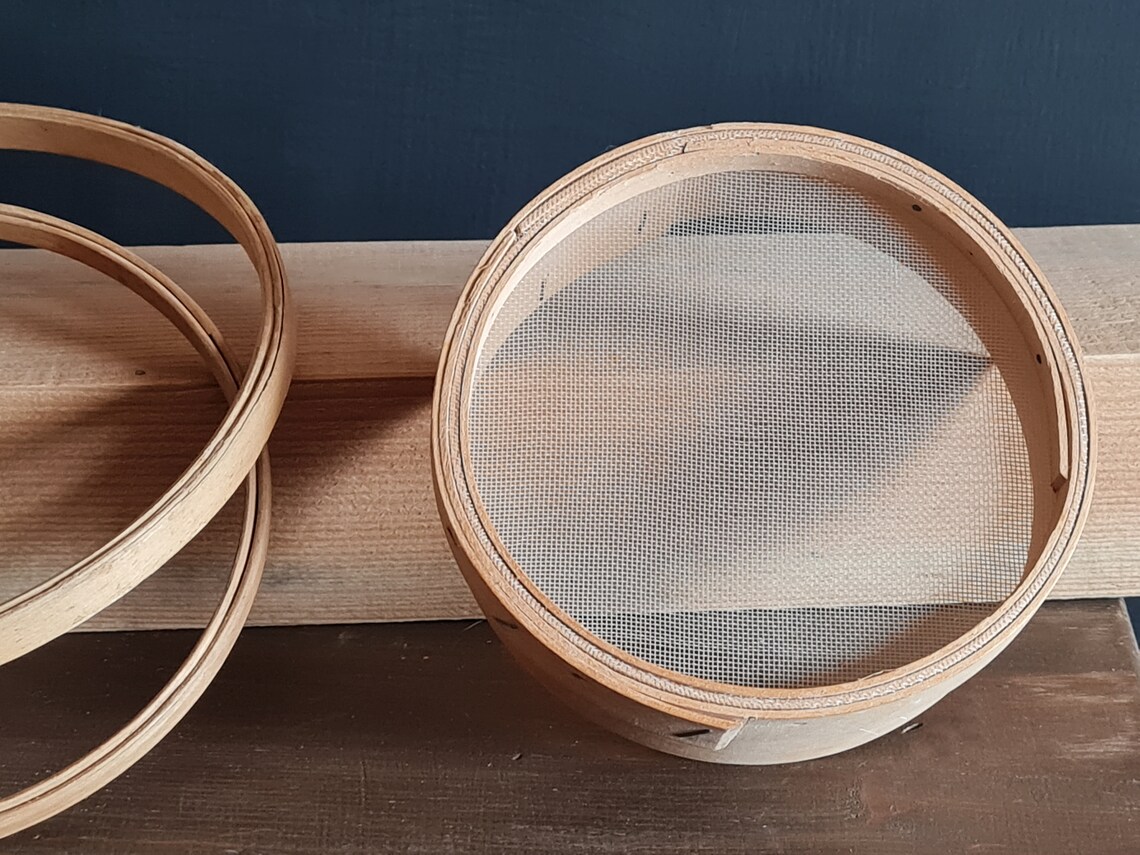 Vintage round wooden sieve small sieve Rustic cooking utensils Etsy