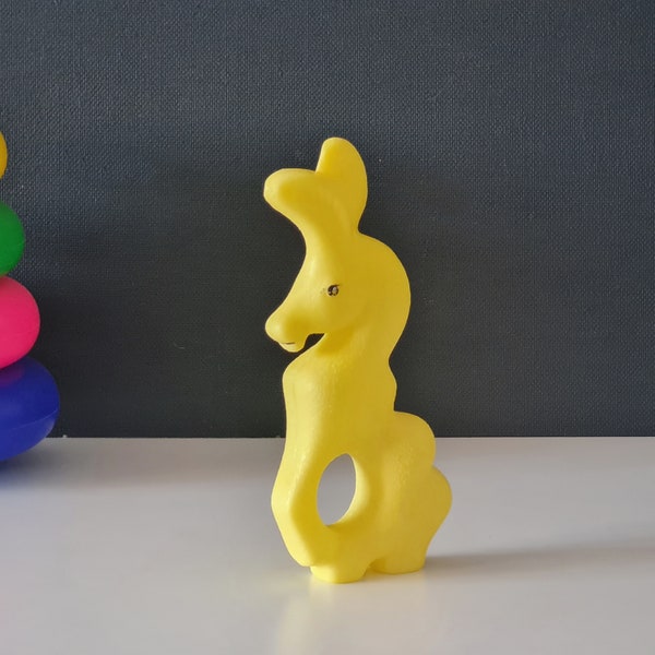 Soviet plastic toy, Yellow Donkey, Funny animals, Rare old toy 1970s, vintage toy USSR