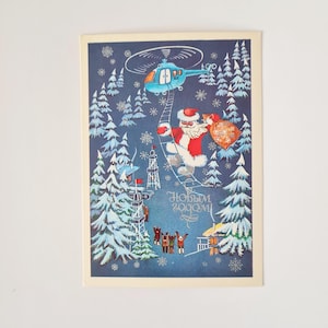 Sovjet-ansichtkaart, vintage nieuwjaarsbriefkaart, kerstwenskaart, post-USSR, Ded Moroz, Sovjet-sinterklaas