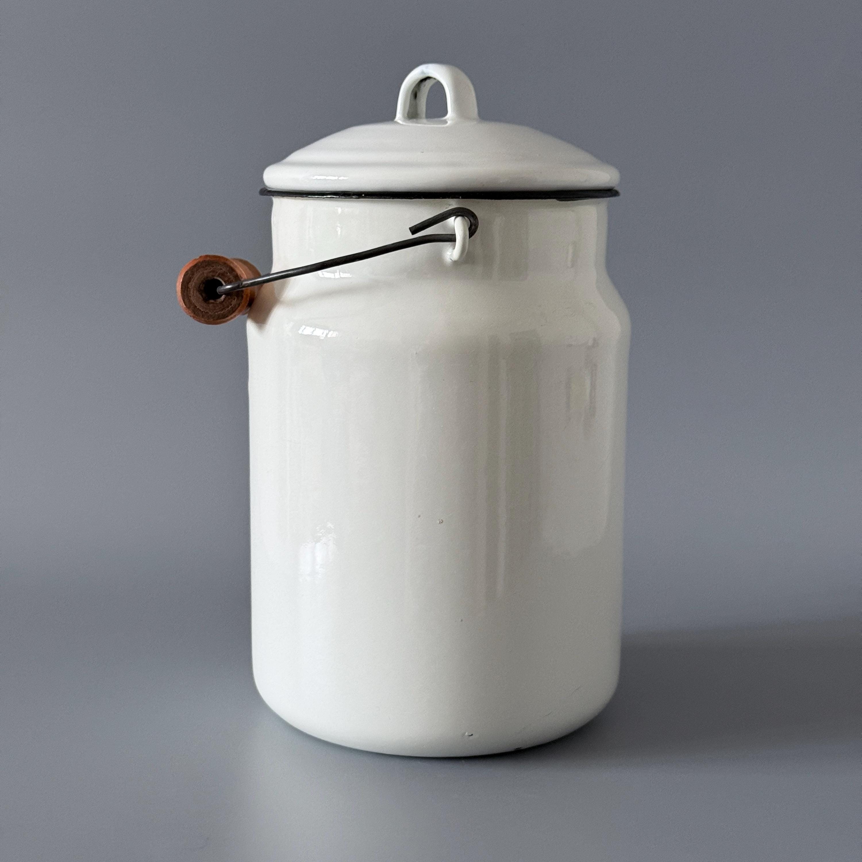 Vintage Enamel Milk Can With Lid Soviet Vintage Made in the USSR