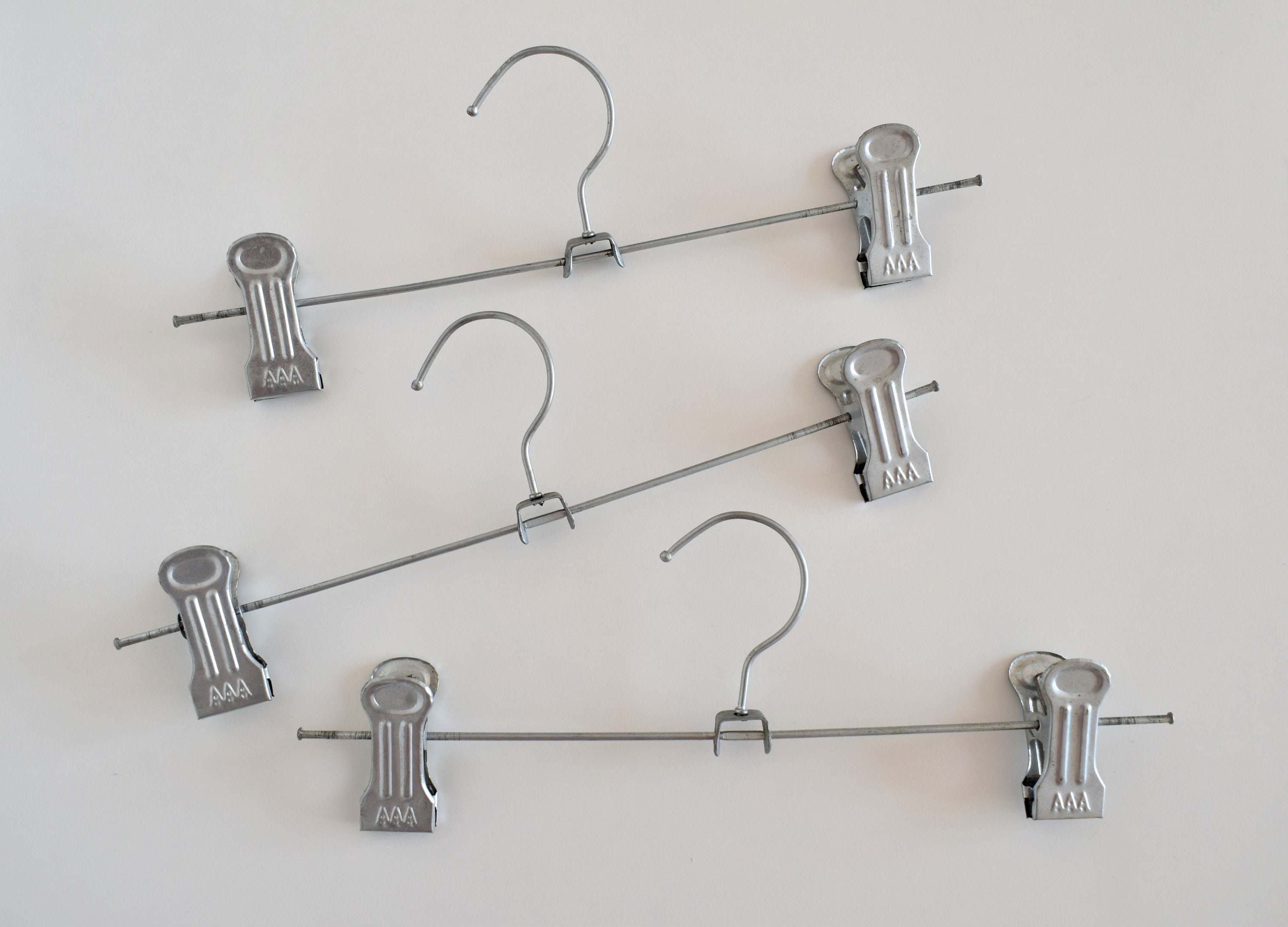 Vintage aluminum clothes hangers Metal clothespins Made in Etsy