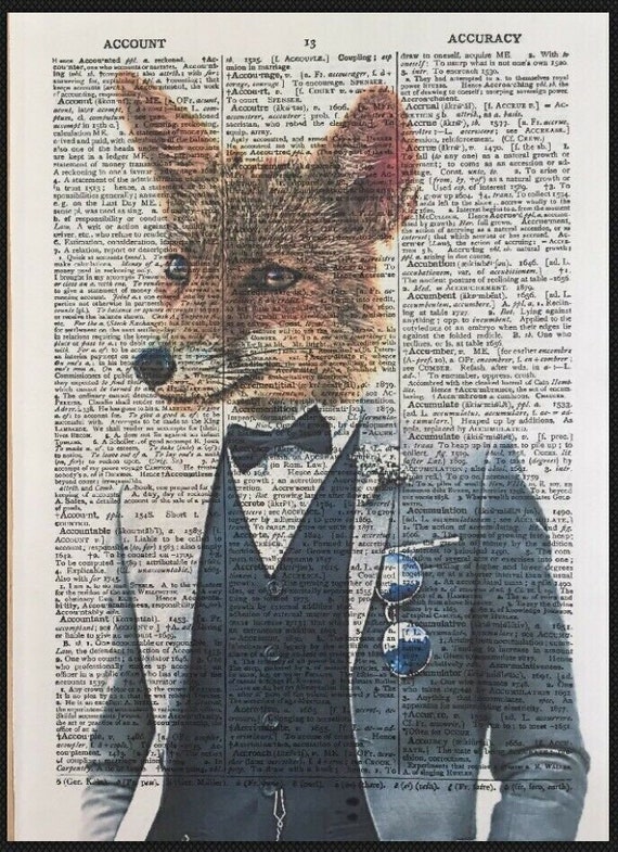 Dalmation In a Tuxedo Dictionary Art Print Wall Vintage Picture Animal Clothes