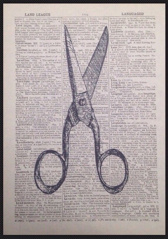 Vintage Scissors Dictionary Print Page Wall Art Picture Etsy