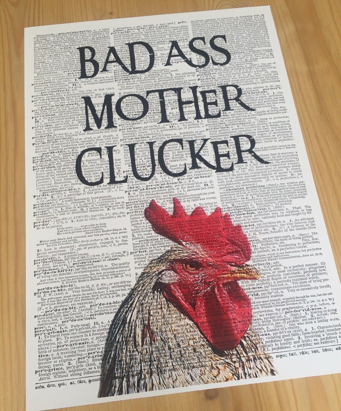 A3 Chicken Print Dictionary Page Wall Art Picture Animal Pun Etsy
