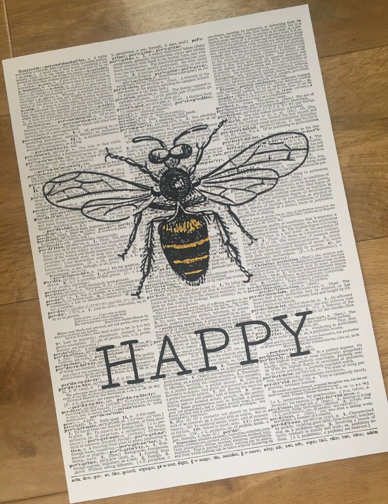 A3 Bee Print Dictionary Wall Art Picture Anniversary Gift Idea Love Quote Framed A3 Bee Print Dictionary Wall Art Picture Anniversary Gift Idea Love Quote Framed
