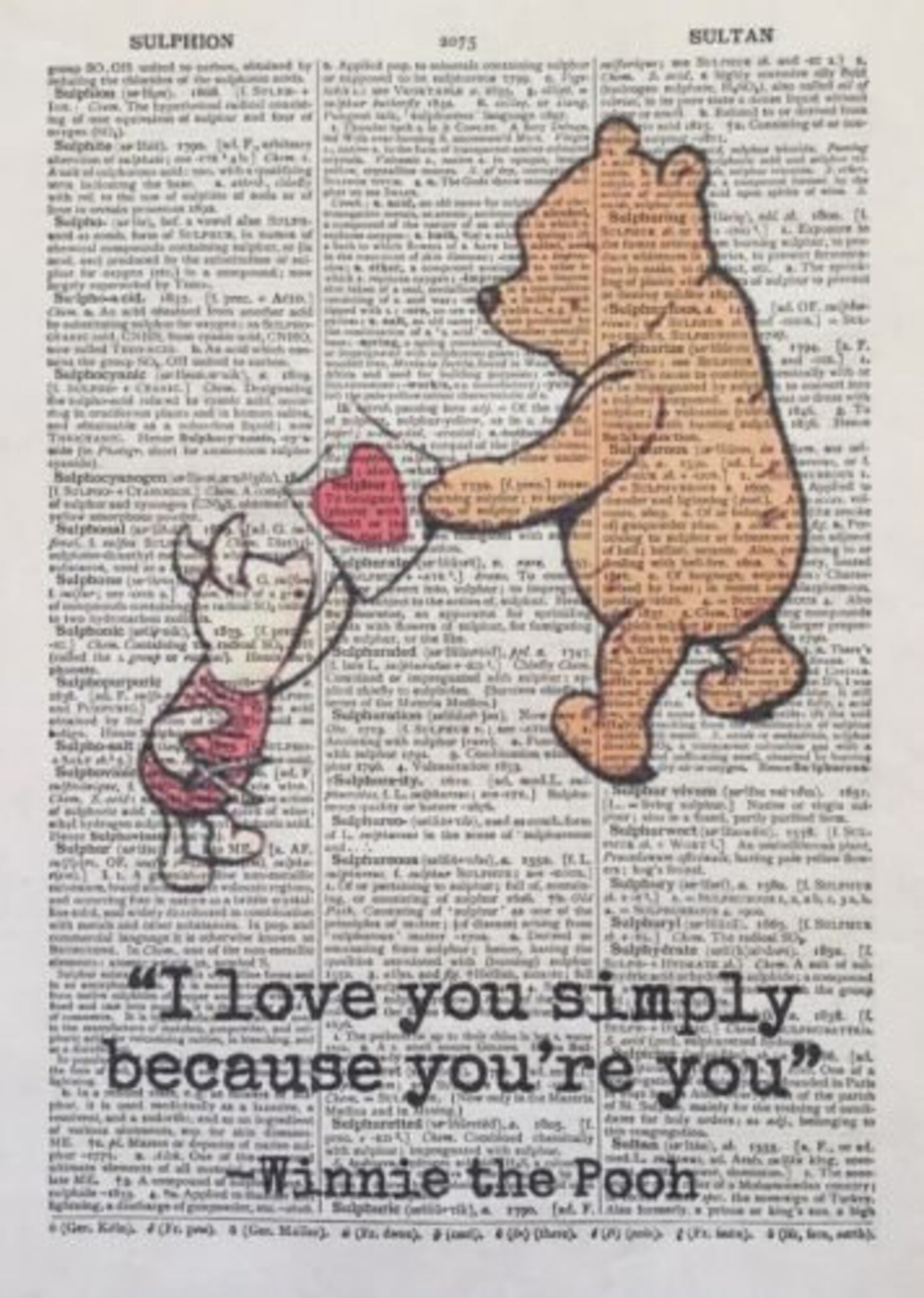 Winnie der Pooh ich liebe dich weil du du bist Zitat Druck Etsy