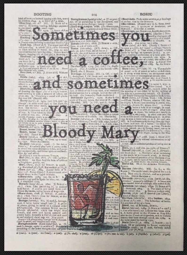 Bloody Mary Quote Vintage Dictionary Wall Art Picture Print Etsy