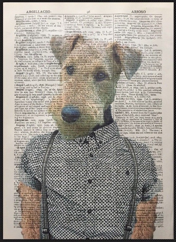 Border Terrier Print Vintage Dictionary Page Wall Art Picture Humanised Dog