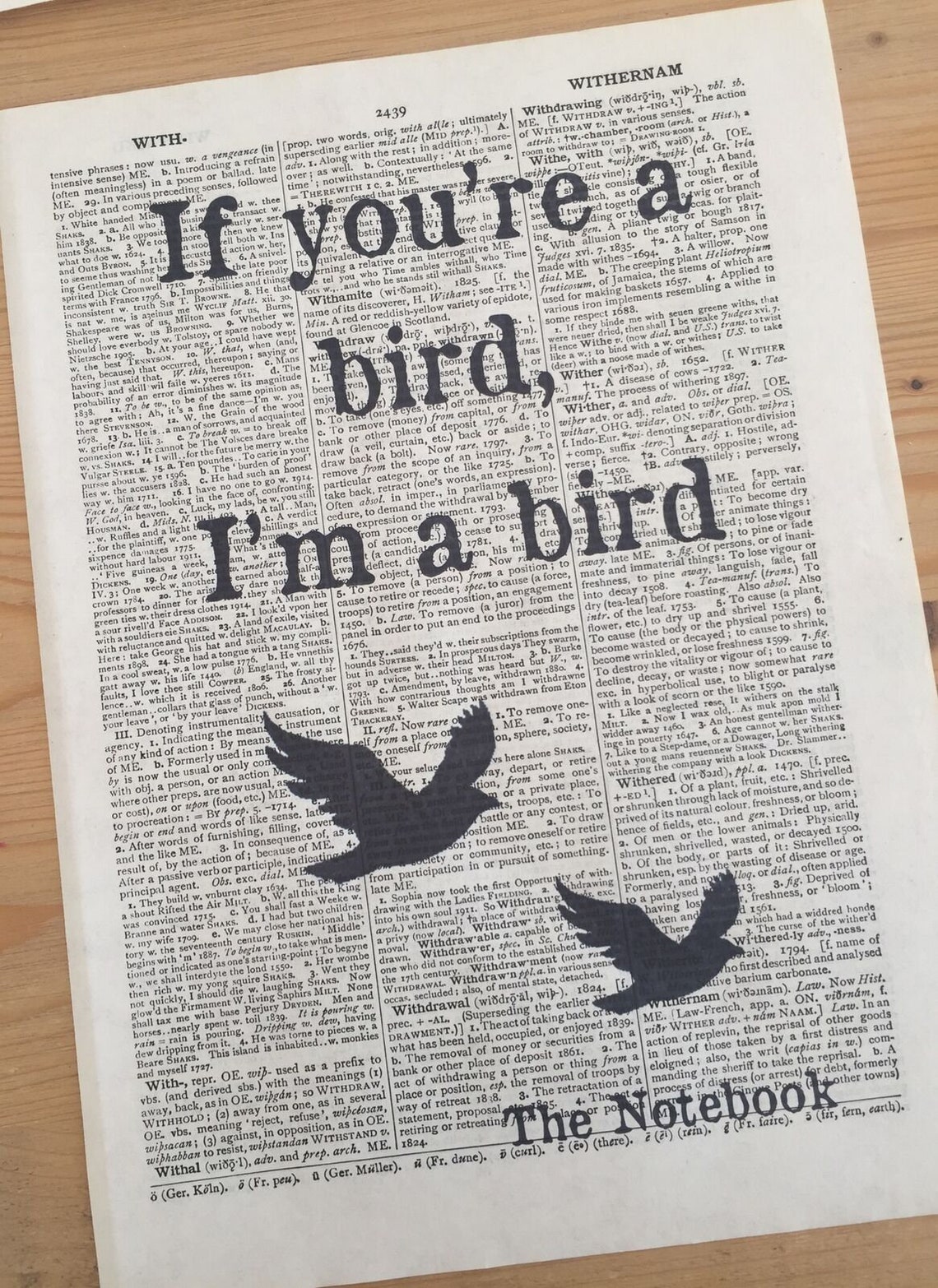 The Notebook If You're A Bird I'm A Bird Quote Print Etsy