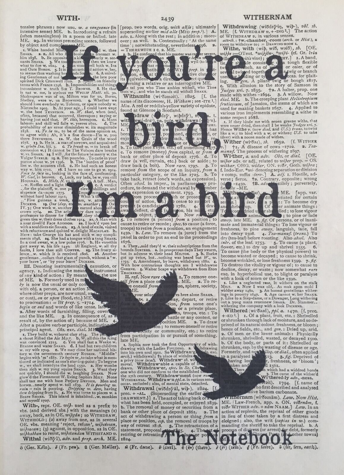 The Notebook If You're A Bird I'm A Bird Quote Print Etsy