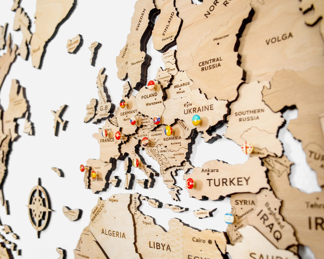3D World Map Wall Decor World Map on the Wall Travel Map Etsy