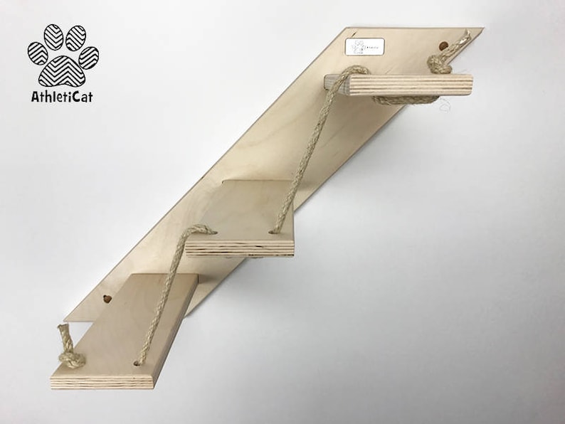 Cat stair with 3 or 5 steps Goes up Right Cat furniture AthletiCat Made in Italy Grezzo / Unpainted