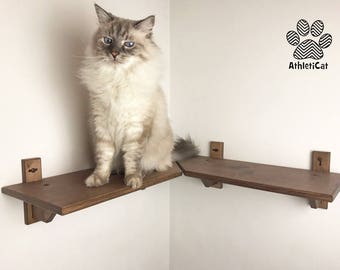 Corner shelf for cats (inside corner) (2 pieces) | Cat furniture | AthletiCat - Made in Italy