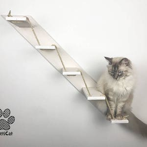 Cat stair with 3 or 5 steps – Goes up Left | Cat furniture | AthletiCat - Made in Italy