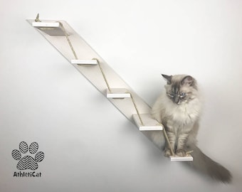 Cat stair with 3 or 5 steps – Goes up Left | Cat furniture | AthletiCat - Made in Italy