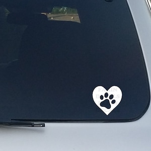 Paw Print Heart Vinyl Decal - Dog Cat Car Sticker