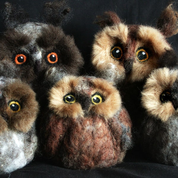 Needle Felting Kit - Owl, weighted with 3 part online video tutorial.