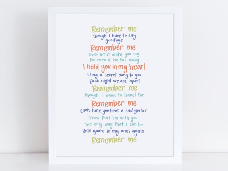Remember Me Lyrics Print Remember Me Pixar Coco Coco Etsy