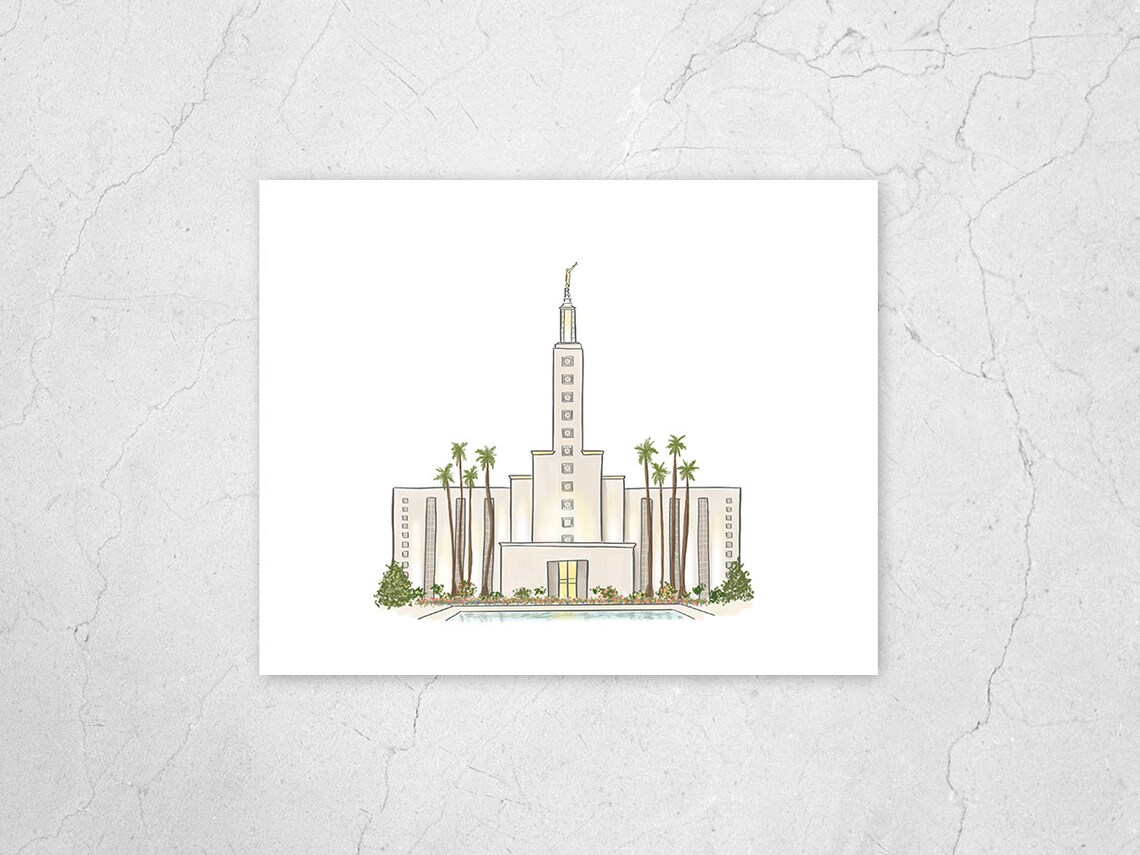 Los Angeles Temple Illustration Print Fine Art Los Angeles Etsy