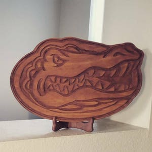 Rustic Hand Carved UF Univesity of Florida Gators Logo Wall Art/Hanging - Made with traditional woodcarving tools Active