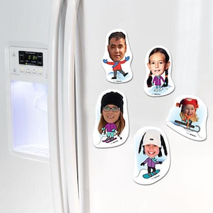 Actividades de invierno ME Magnets, Familia, Amigos, Divertido, Aspecto de dibujos animados, Imanes personalizados- 3 a 4 pulgadas, Hecho a mano, Vendido en paquetes mixtos