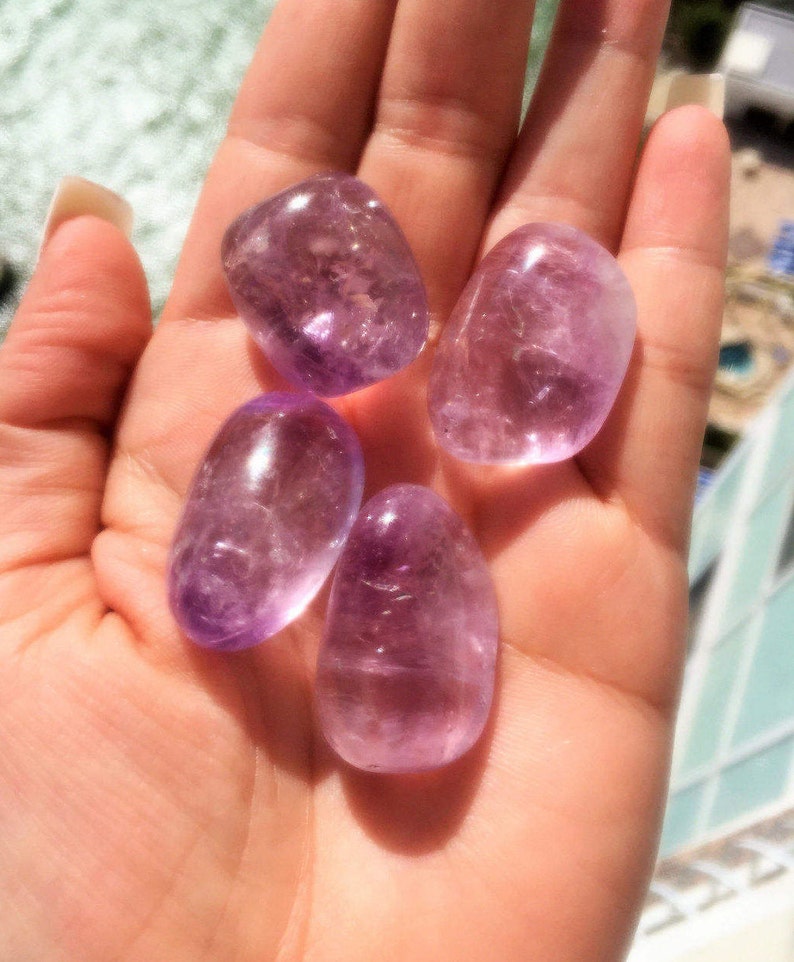 Tumbled Stone Beach Necklace in Natural Jasper /& Amethyst Plus Size Small