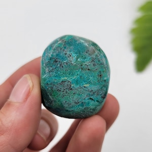 Polished Chrysocolla Tumble Stone: Natural Peruvian Mineral