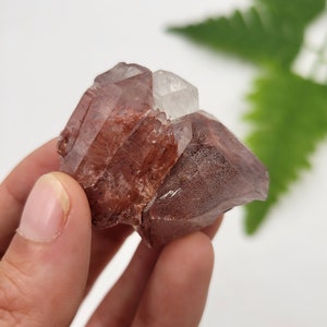 Natural Namibian Hematite Included Phantom Quartz Cluster. Natural Termination. Red Quartz. Hematite Speckles. Phantom Quartz. Namibia.