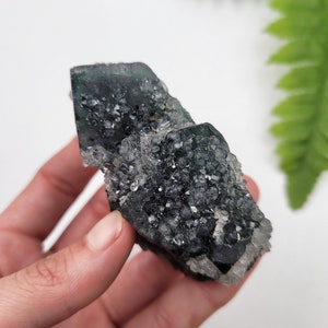 Green Cubic Fluorite with Quartz Druzy. 100% Natural. Nigeria. Nigerian Fluorite. Fluorescent Fluorite.