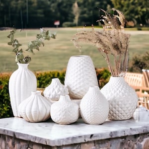 White Vases, Artisan Made Ceramic Vases, Gorgeous Simplistic Modern Decor, White Home Decor, White Vases USA made, Sophisticated Detailing