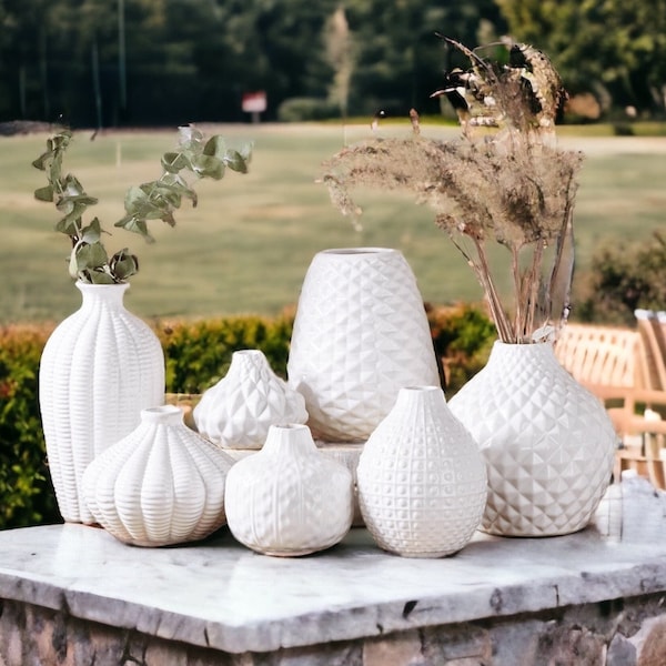 White Vases, Artisan Made Ceramic Vases, Gorgeous Simplistic Modern Decor, White Home Decor, White Vases USA made, Sophisticated Detailing