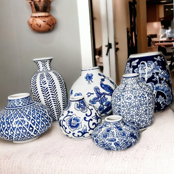 Blue and White Vase - Etsy
