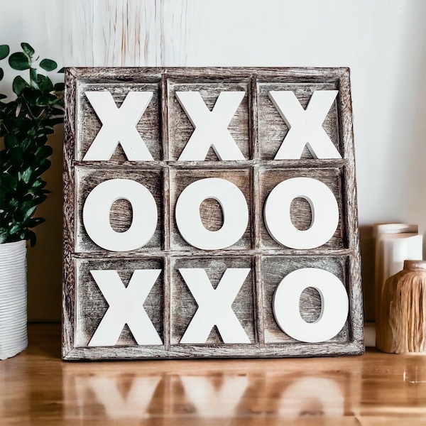 Wooden Tic Tac Toe Board Etsy