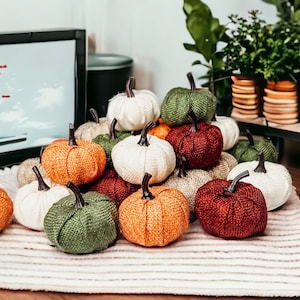 Mini Pumpkin Decorations, Handmade Jute Pumpkins for Trays, Shelves, Counters and Mantles, Cute Fabric Pumpkin and Fall Home Decor, Cotton